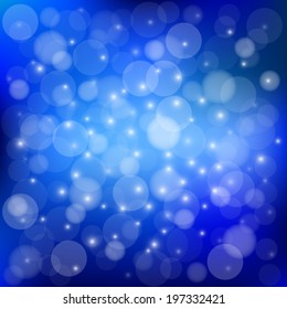 abstract bokeh and lens flare pattern on blue background (vector)