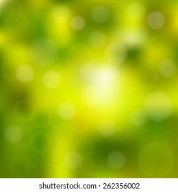 abstract bokeh and lens flare pattern on natural green background (vector)