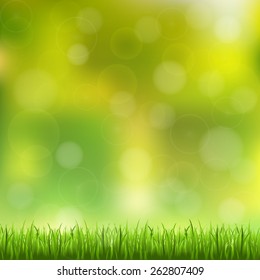 abstract bokeh and lens flare pattern with natural green grass background (vector)