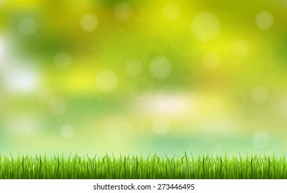 abstract bokeh and lens flare pattern with natural green grass background (vector)
