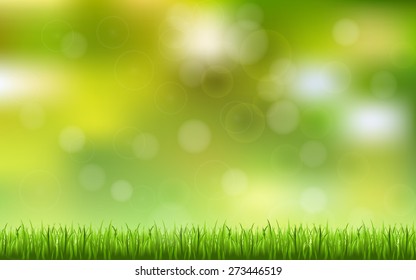 abstract bokeh and lens flare pattern with natural green grass background (vector)