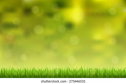 abstract bokeh and lens flare pattern with natural green grass background (vector)