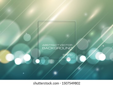 Abstract bokeh light on blue green background. Vector Eps10
