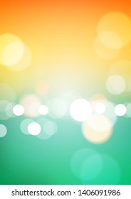 Abstract bokeh light on orange green background. Vector Eps10