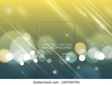 Abstract bokeh light on yellow blue background. Vector Eps10