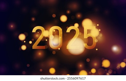 Abstract bokeh light Purple and dark blue New Year countdown 2025 of New years eve concept. December midnight vector design. 