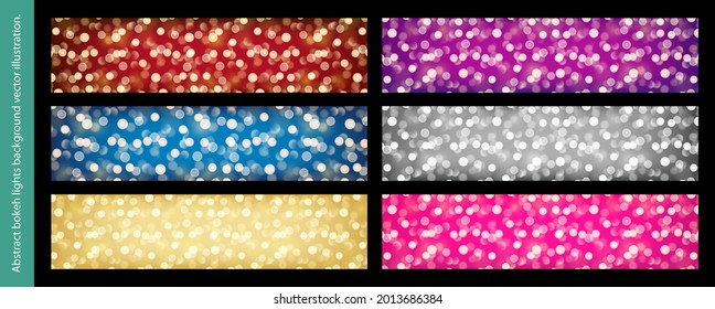 Abstract bokeh lights background vector illustration. Holiday illumination and decoration concept. Christmas concept. Copy space, close up, texture, top view.