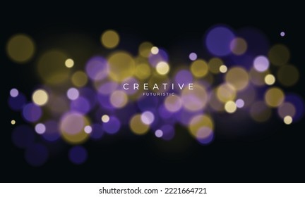 Resumen de las luces de bokeh con fondo oscuro. Resumen de fondo futurista, fondo artístico abstracto. Ilustración vectorial.
