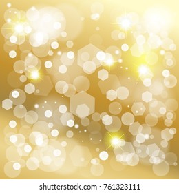 Abstract Bokeh Lights Gold Background Birthday Stock Vector (Royalty ...