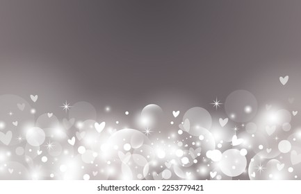 Resumen de las luces de bokek con fondo de corazones con ilustración del vector de espacio de copia