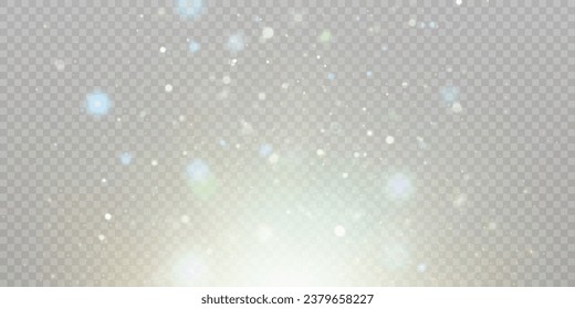 Abstract bokeh lights isolated on transparent background for Christmas and New Year illustrations. Vector	