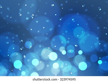 Abstract Bokeh Lights on Blue Background, Vector Illustration