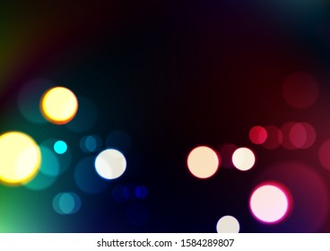 Abstract bokeh lights on blurred dark colors background. Vector Eps10