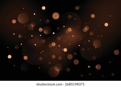 Abstract bokeh lights on a dark brown background effect