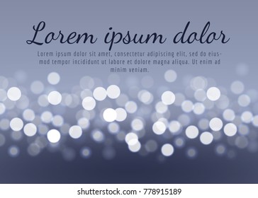 Abstract bokeh lights on the gray silver background, vector illustration