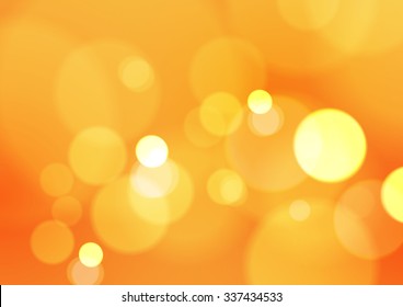 Abstract Bokeh Lights on Orange Background, Vector Illustration