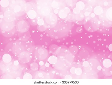 Abstract Bokeh Lights on Pink Background, Vector Illustration