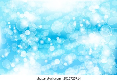 Abstract bokeh lights with soft light bubbles on the sky background illustration.