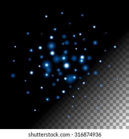 Abstract bokeh lights and sparkles on transparent background vector illustration. Easy replace use to any image.