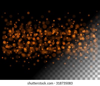 Resumen de las luces de bokeh y destellos en la ilustración del vector de fondo transparente. Fácil de reemplazar el uso de cualquier imagen.