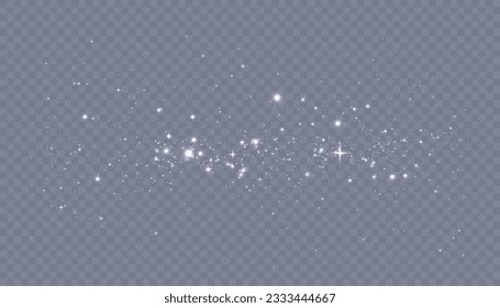 Abstract bokeh lights, white light dust isolated on transparent background for Christmas and New Year illustrations. Vector