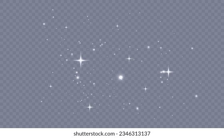 Abstract bokeh lights, white light dust isolated on transparent background for Christmas and New Year illustrations. Vector	
