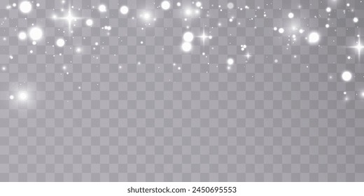 Abstract bokeh lights, white light dust isolated on transparent background for Christmas and New Year illustrations. Vector	
