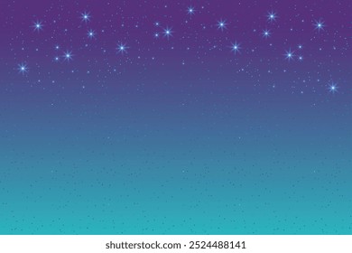 Abstract bokeh with star on green blue background. banner or poster. Vector illustration. Festive background with bokeh lights and stars for web design. Beautiful starry sky background illustration