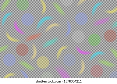 Abstract bokeh. Transparent colored decorative overlay elements. Vector illustration template.