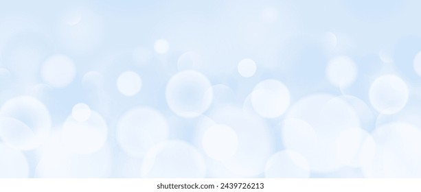 Fondo de pantalla bokeh abstracto. Fondo suave de efecto desenfoque azul suave. Brillante textura de círculo de luz borrosa. Fondo de temporada para Navidad, Año Nuevo o tarjeta de cumpleaños, cartel, pancarta, folleto, folleto. Vector