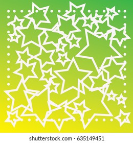 abstract bokeh white star on a green background