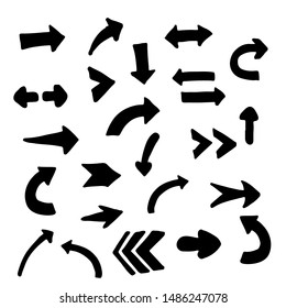 Abstract bold arrows in hand drawn style for concept design doodle illustration vector template