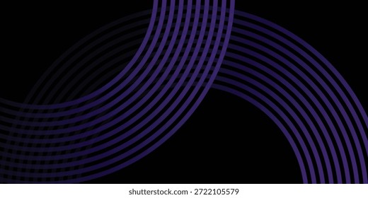 Abstract Bold Dark Violet Curved Lines Intersecting on Black Background