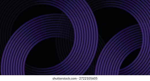 Abstractas líneas curvas violeta oscuro audaz que se cruzan sobre fondo negro