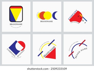 Abstract Bold Geometric Logo Design Collection with Vibrant Colors and Creative Typography