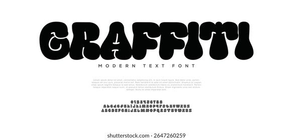 Abstractas audaz fuente de graffiti con textura áspera, estilo grunge, mayúsculas y números, diseño para urban, película, película, deporte, ropa, música de banda. Ilustración vectorial