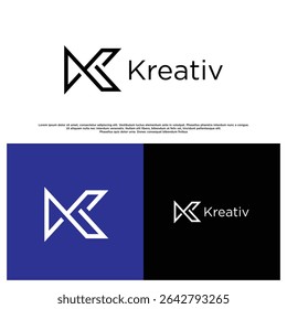 Abstrato logotipo de letra K em negrito, limpo e versátil para marca profissional ou identidade corporativa.