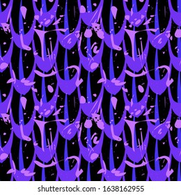 abstract bold scales with paint splashes purple drops on a black background sports pattern for clothes vector illustration