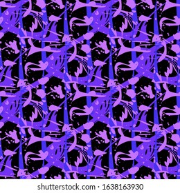 abstract bold scales with paint splashes purple drops on a black background sports pattern for clothes vector illustration