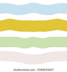 Abstract bold striped patter. Vector seamless pattern with hand drawn horizontal lines. Colourful lined texture