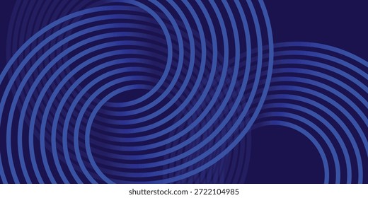 Patrón de anillos de remolino Abstractas en azul neón sobre fondo marino oscuro