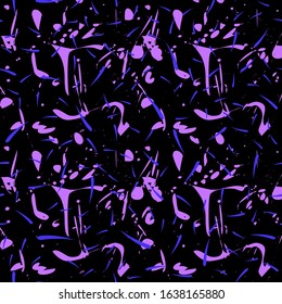 abstract bold texture with paint splashes purple drops on a black background sports pattern for clothes contrasting vector illustration