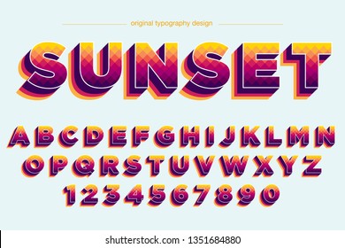 Abstract bold vintage colorful typography font design