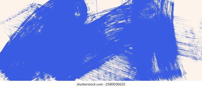 Abstract bold wavy brush stroke background with grunge texture. Hand drawn curly thick line with brush texture. Banner graphic background with blue marker scratch lines. Sketchy futuristic wallpaper.