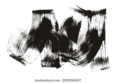 Abstract bold wavy brush stroke background with grunge texture. Hand drawn curly thick line with brush texture. Banner graphic background with black marker scratch lines. Sketchy futuristic wallpaper.