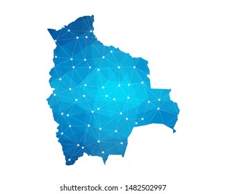 Abstract Bolivia Map geometric rumpled triangular low poly style gradient graphic on white background , line dots polygonal design for your . Vector illustration eps 10