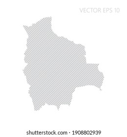 Abstract Bolivia map with gray diagonal lines. Bolivia stripes map. Vector illustration EPS10.