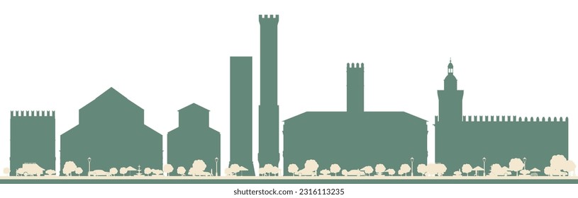 Resumen del Skyline de la ciudad de Bolonia Italia con monumentos de color. Ilustración vectorial. Concepto de viajes de negocios y turismo con edificios históricos. 