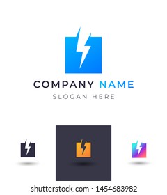 abstract bolt logo design,vector lightning storm element template,brand identity with 3 color option