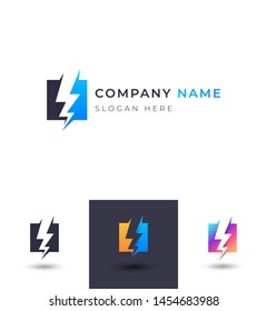 abstract bolt logo design,vector lightning storm element template,brand identity with 3 color option
